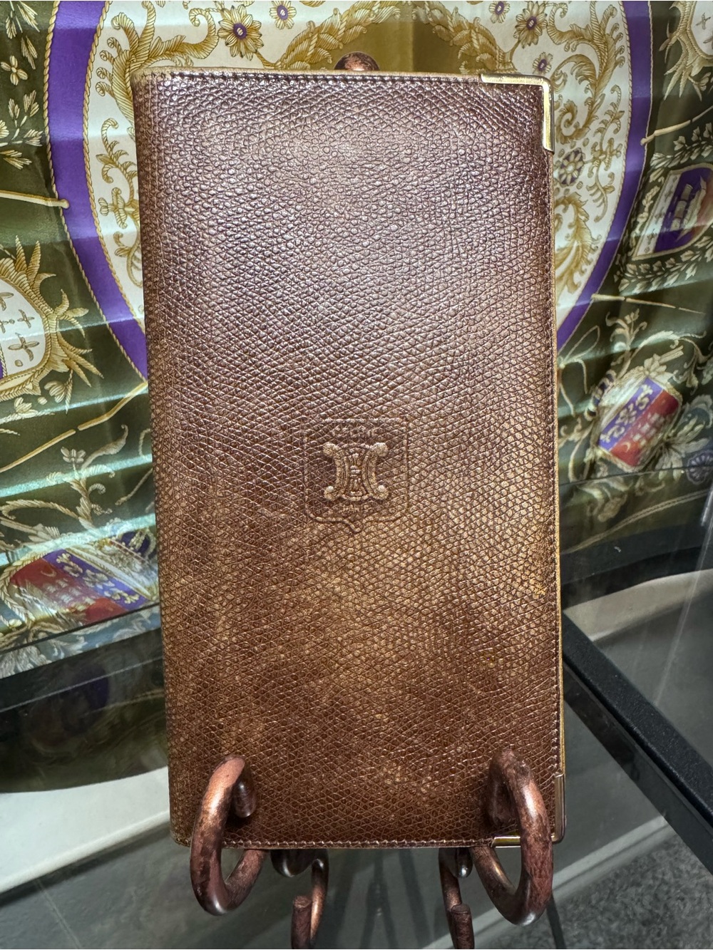 Celine Brown Textured Leather Card Holder
